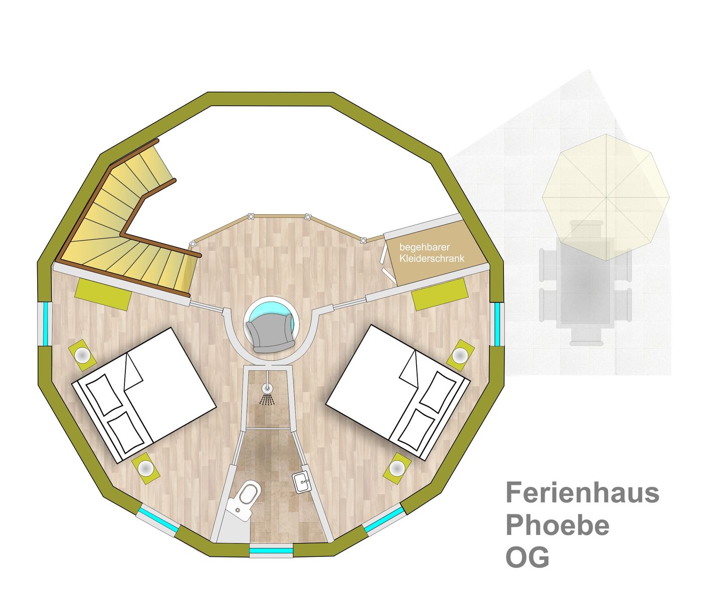  Phoebe  - Ferienhaus Phoebe - Kugelhaus am Tollensesee - Grundriss Obergeschoss