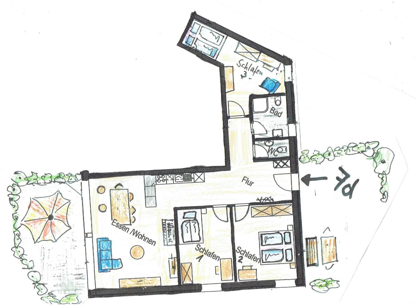  Apartment PIANOFORTE 7d mit 2 Terrassen und Maxiküche Deutschland - Grundriss
