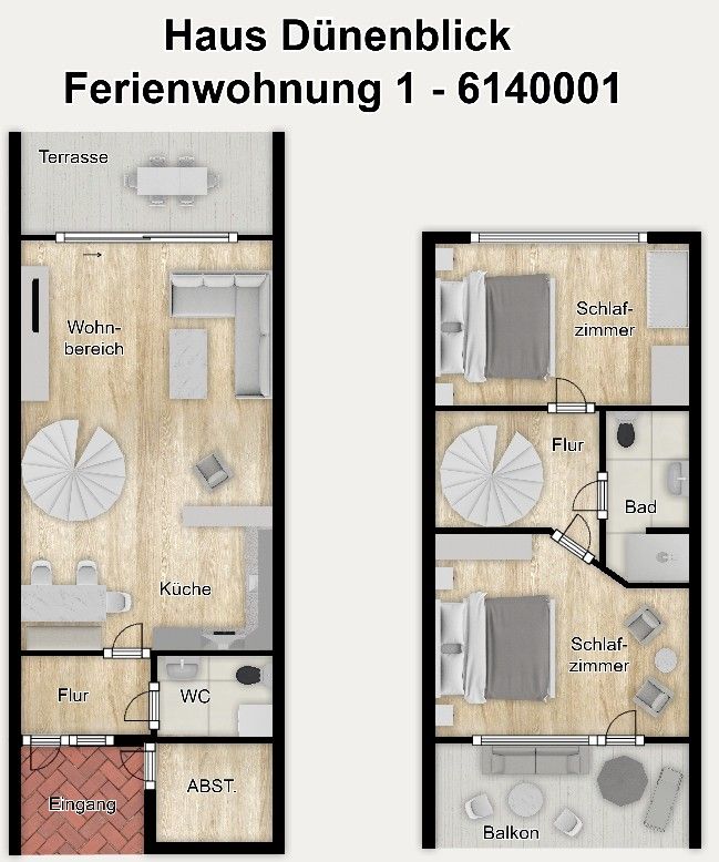 Haus Dünenblick Ferienwohnung 1 Langeoog - Grundriss