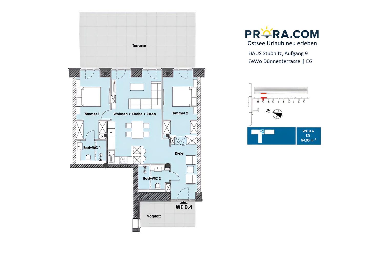  FeWo Dünenterrasse in PRORA - 9.04 Prora - Grundriss OG