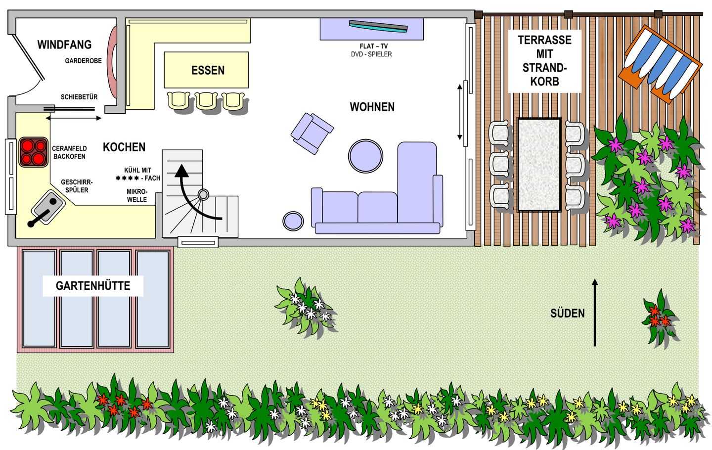 Haus Dünenläufer 01 Wangerooge - Wohn- / Eßbereich untere Etage