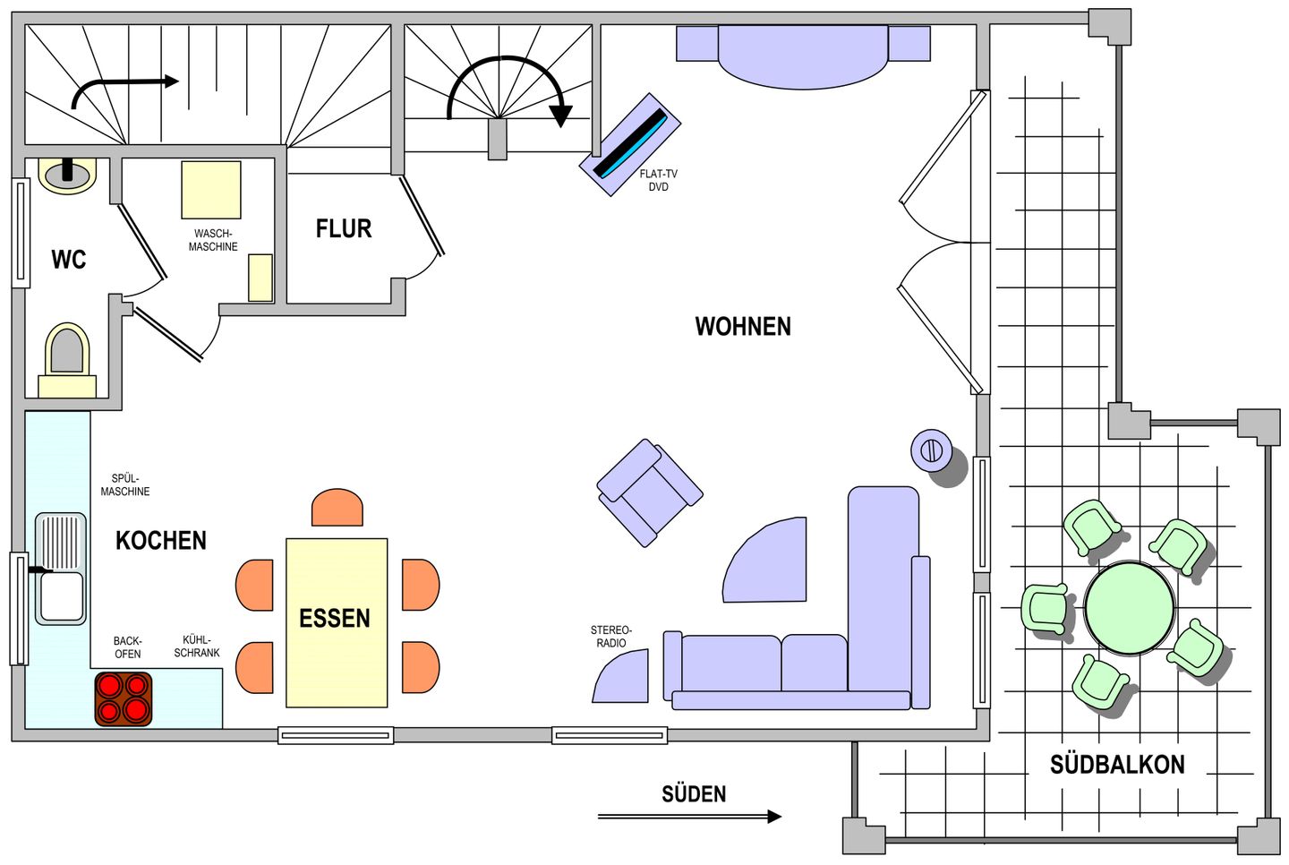 Eck-Huus Whg. 02 Wangerooge - Wohn- / Eßbereich untere Etage