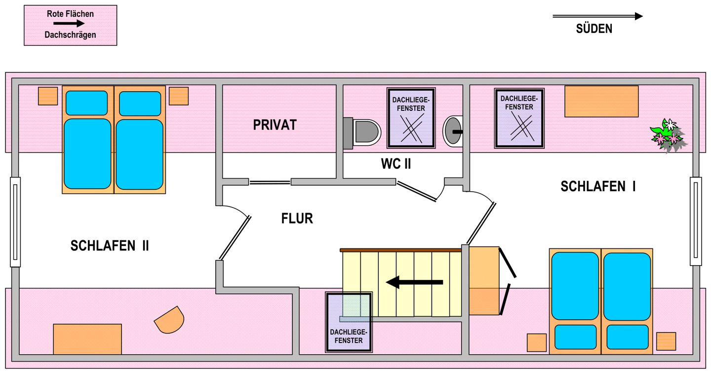 Haus Friese 5 Whg. 02 Friesenbrise Wangerooge - Wohn- und Schlafbereich (Dachgeschoss)