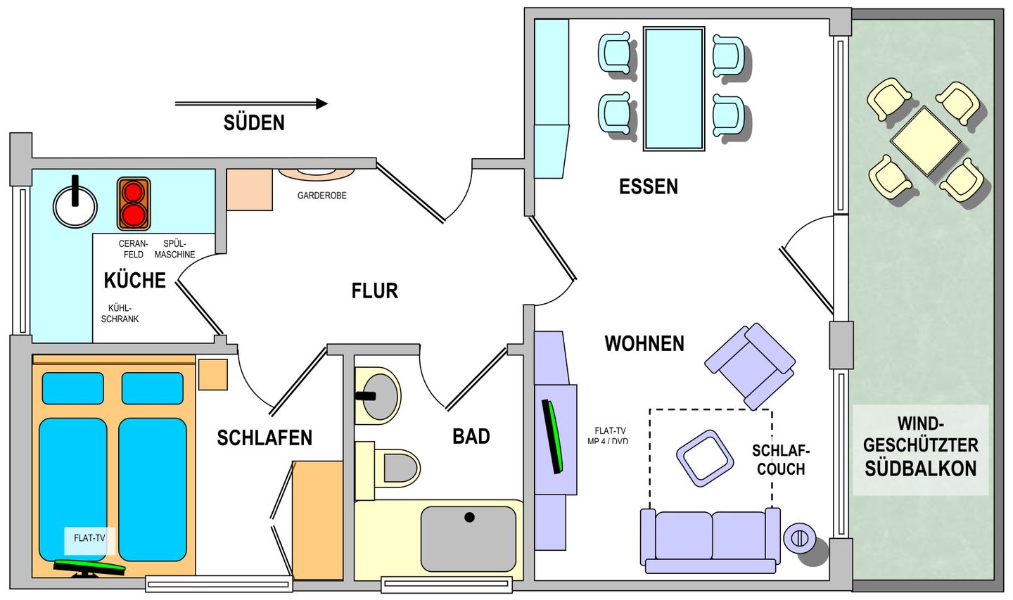Haus Am Alten Leuchtturm Whg. 18 Sonneneck Wangerooge - Grundriss