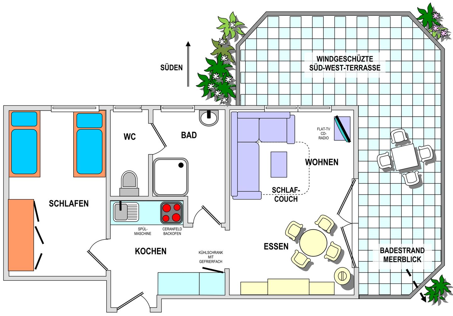 Strandvilla Marina Whg. 06 Wangerooge - Grundriss