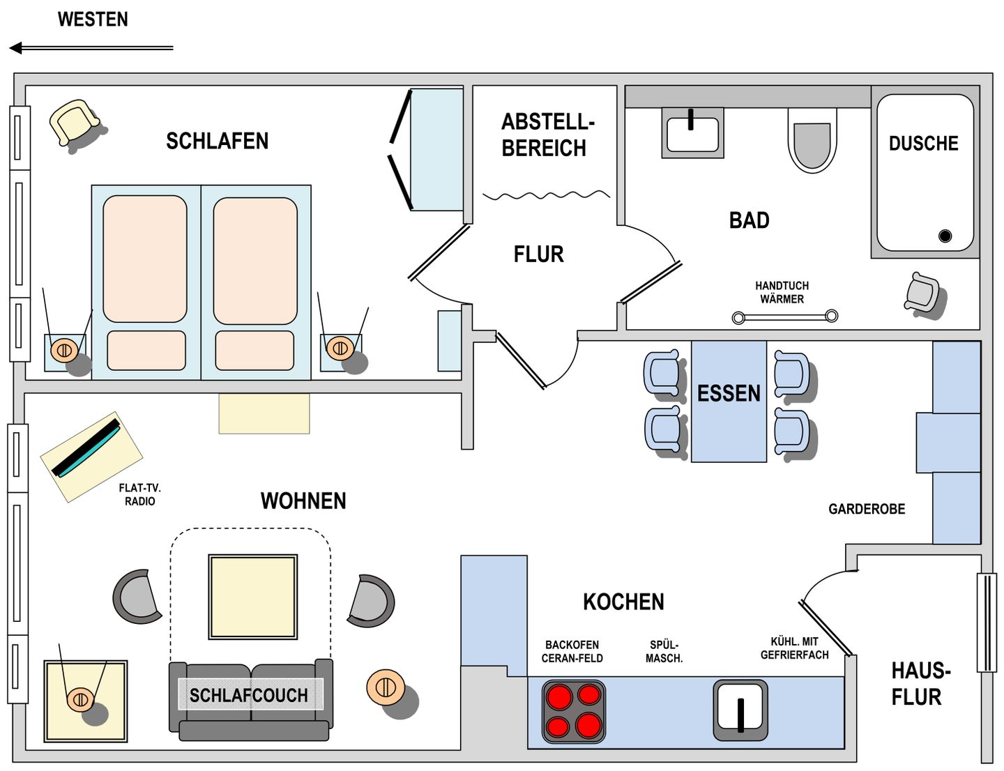 Residenz am Rosengarten Whg. 18 Windrose Wangerooge - Grundriss