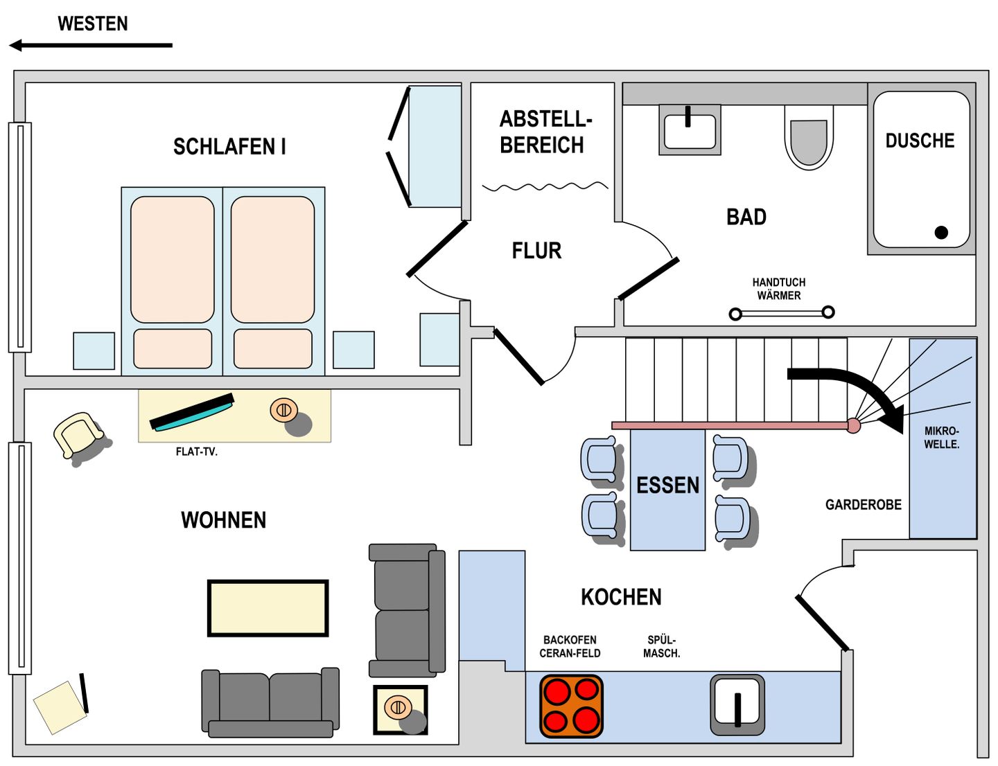 Residenz am Rosengarten Whg. 29 Parkblick Wangerooge - Grundriss