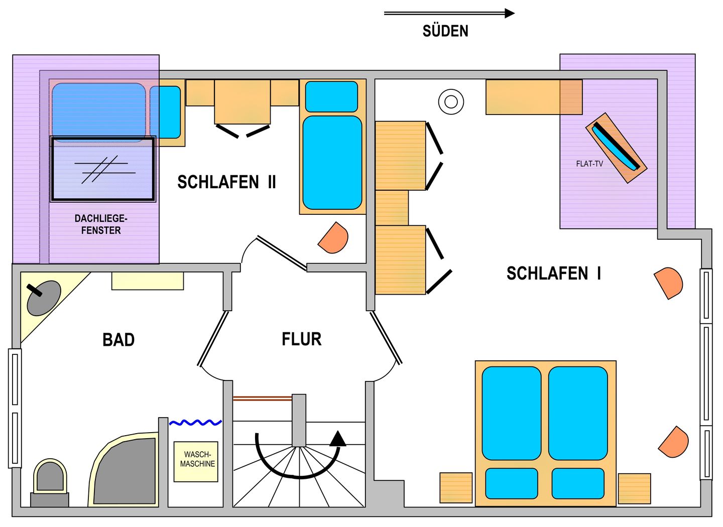 Silbermöwe Haus 02 Wangerooge - Wohn- und Schlafbereich (1. Obergeschoß)