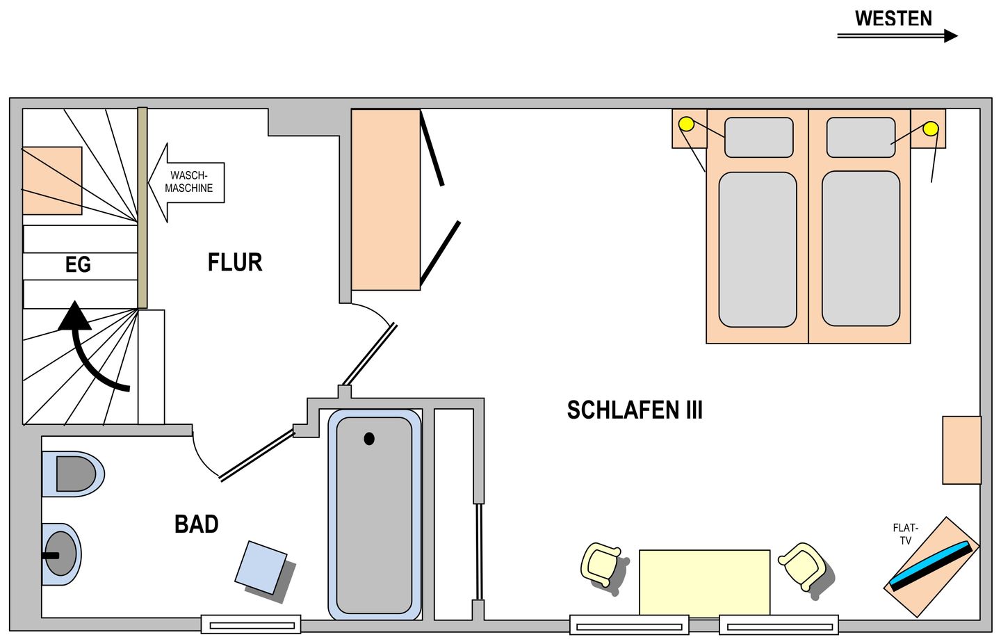Haus Kress Wangerooge - Schlaf- und Wohnbereich (Tiefpaterre)