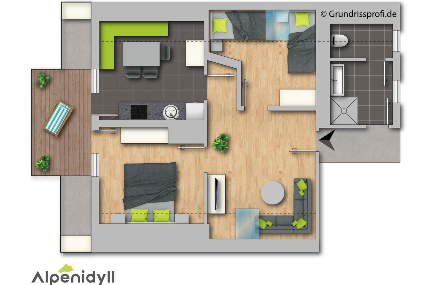 Fischbacher App. 3 by Alpenidyll Apartments Schladming - Floor plan, 2D Plan