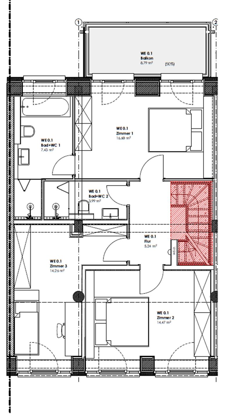  FeWo Ostsee Bernstein in PRORA - 5.01 Prora - Grundriss 1. OG