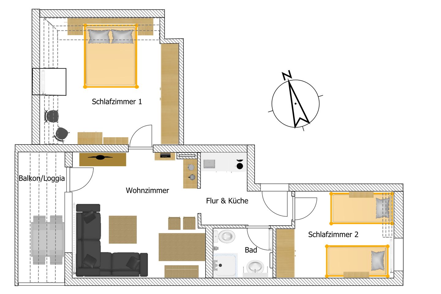  (DKK7) Ferienwohnung "Abendsonne" Niendorf - Grundriss