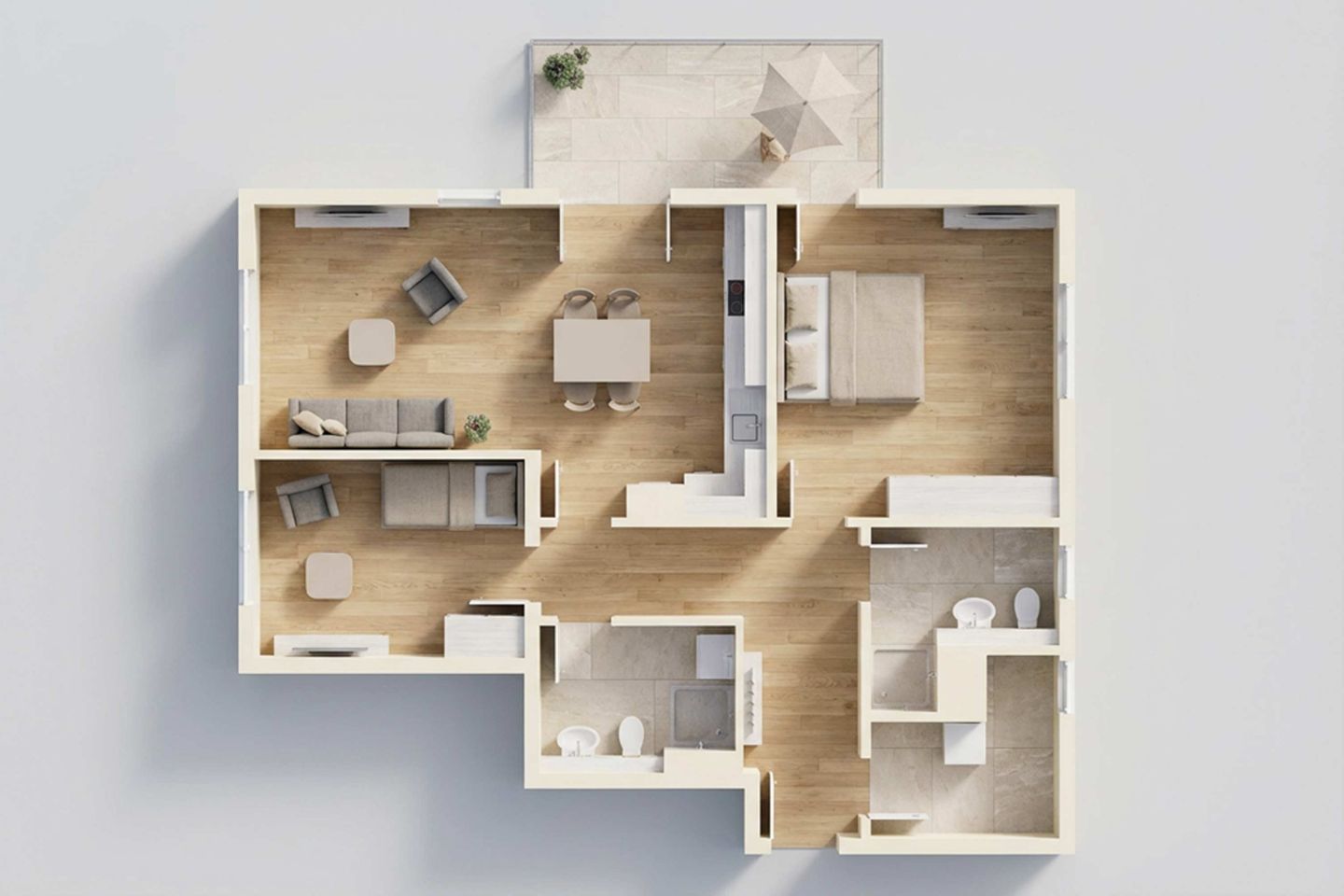  Ferienwohnung Hart Backbord Kölpinsee - Grundriss