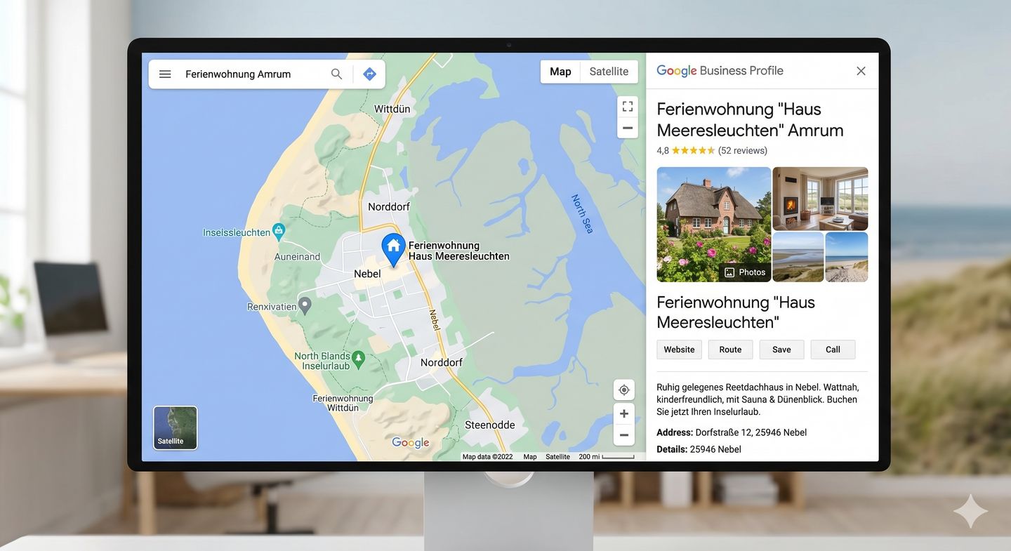 Google Maps Eintrag auf der Nordseeinsel Amrum Wichtig für Vermieter von Ferienunterkünften auf der Insel