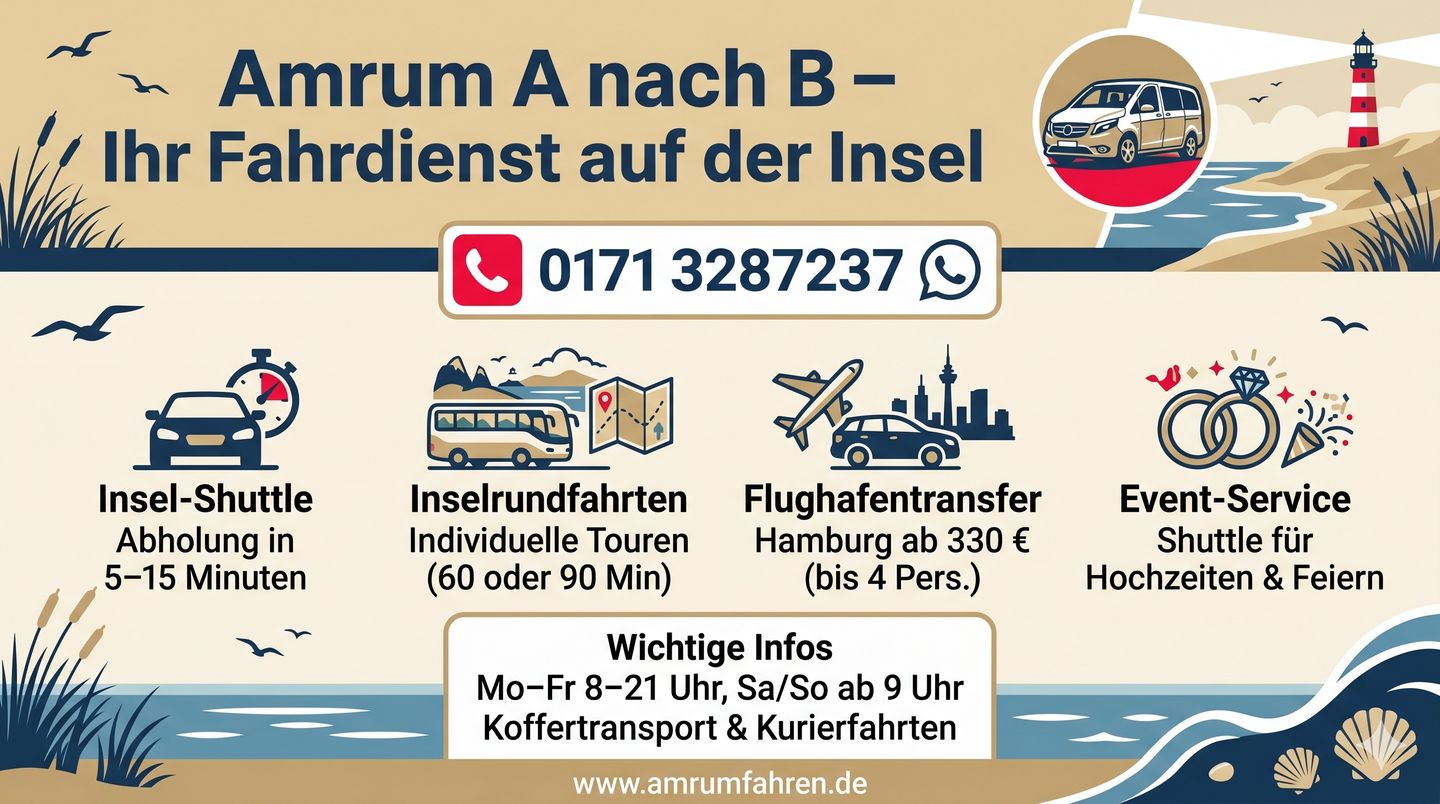 Amrum A nach B Shuttleservice Taxi Infografik für Amrum
