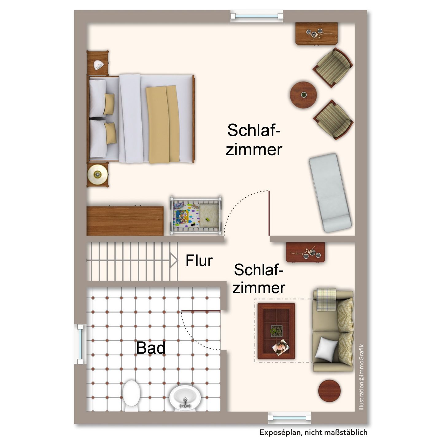 Grundriss OG - Ferienhaus Seepferdchen