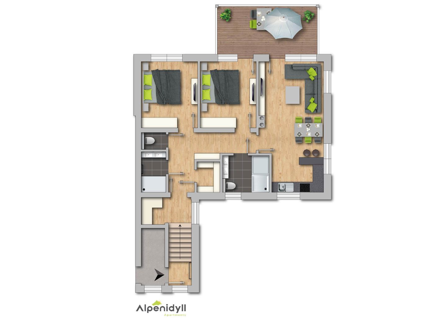  Apartment Anja by Alpenidyll Apartments Aich-Assach - Grundriss, 2D Plan