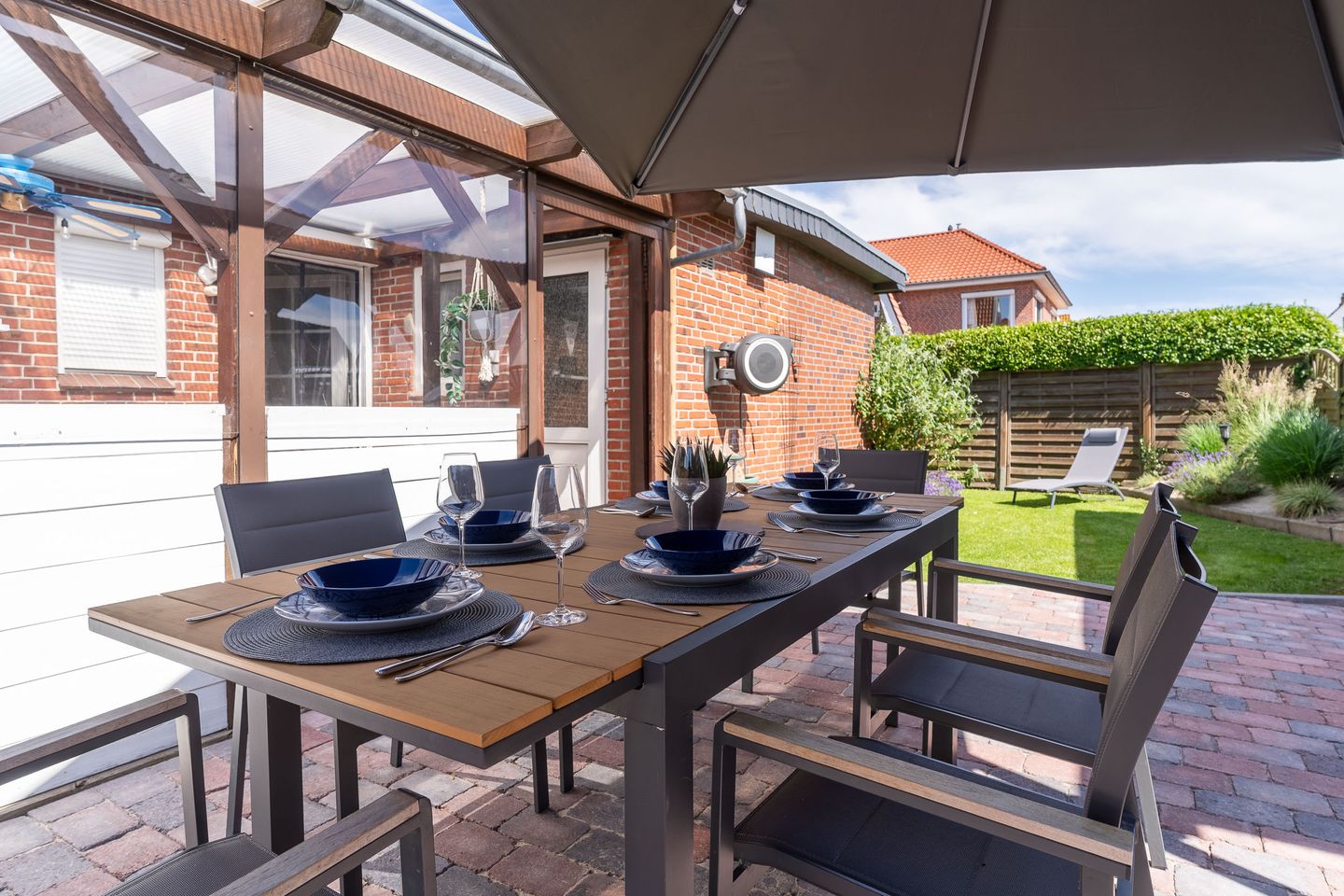 Ferienhaus Wellenhus Terrasse