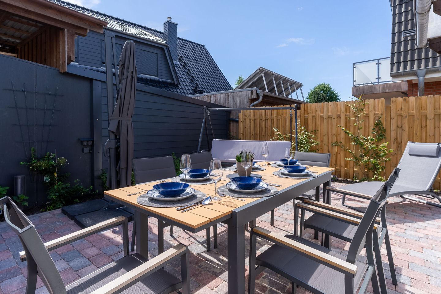 Ferienhaus Wellenhus Terrasse