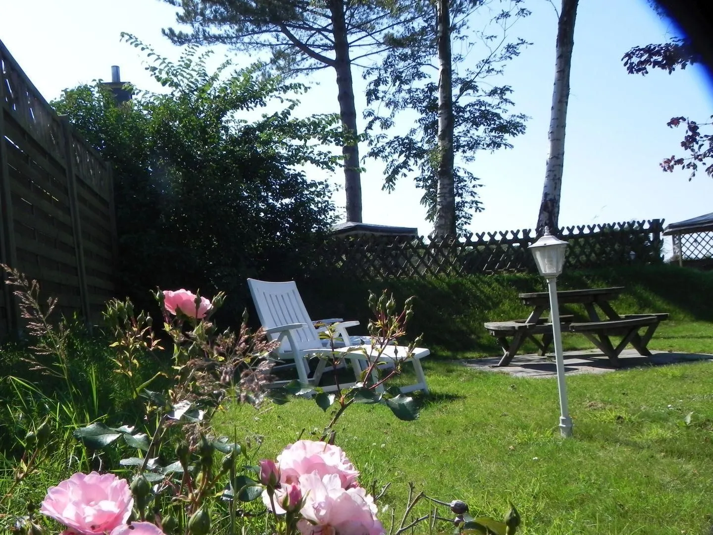 Hüs Sanskiin Ferienwohnung *Goodshenk* Süddorf auf Amrum - Garten mit Rosen am ferienhaus Sanskiin in Süddorf auf Amrum