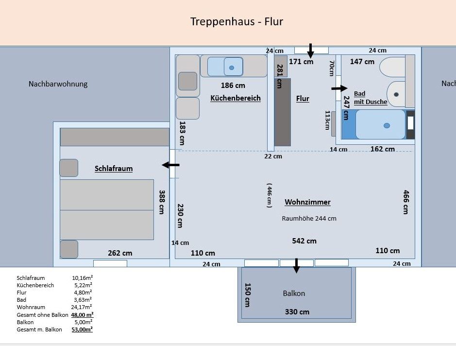 Residenz am Strand Bernsteinglück -  Wohnung 1-09 Ostseeheilbad Zingst - Grundriss