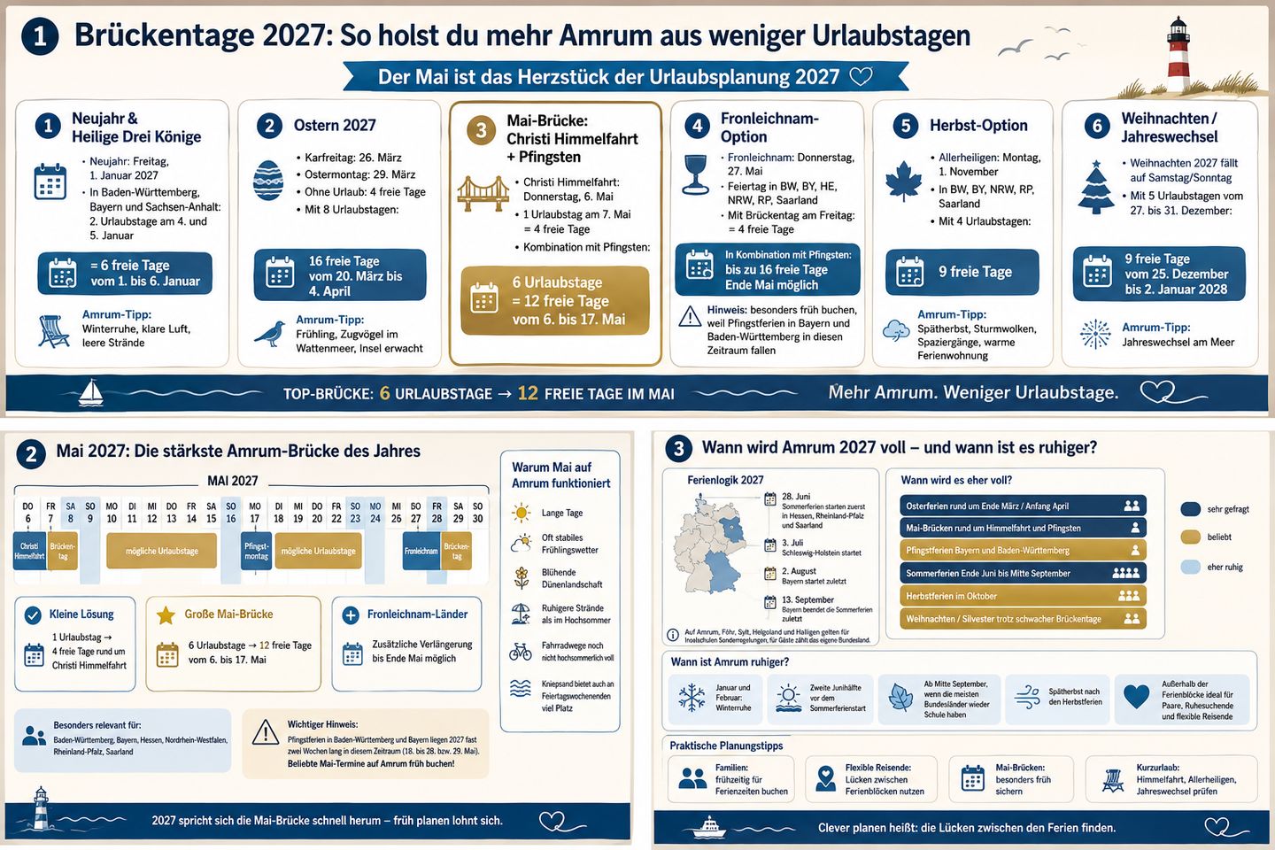 Brückentage 2027 - Die besten Urlaubsbrücken für deinen Amrum Urlaub