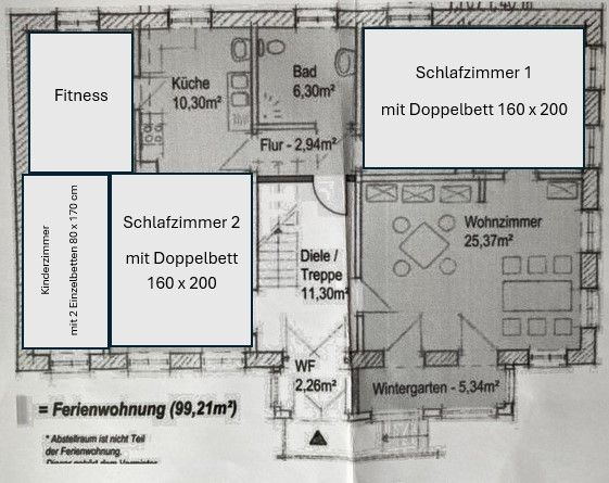 Villa Rosa Flensburger Förde - Grundriss mit Zimmerübersicht