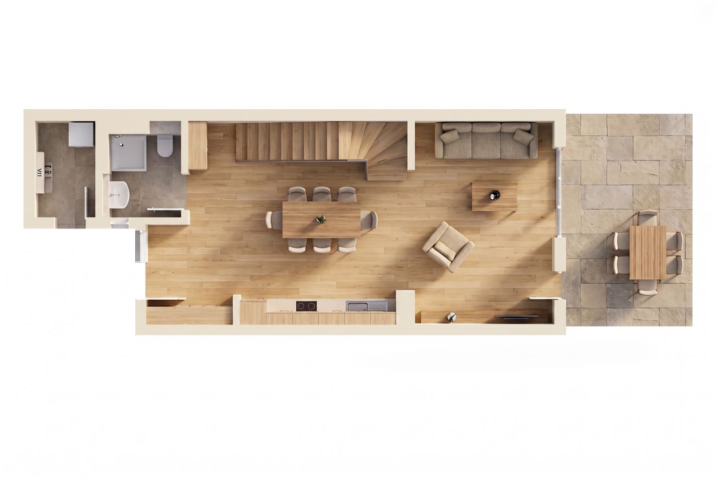  Ferienwohnung Ostseenest Bernstein mit Terrasse & nur 800 m zum Strand Kölpinsee - Grundriss