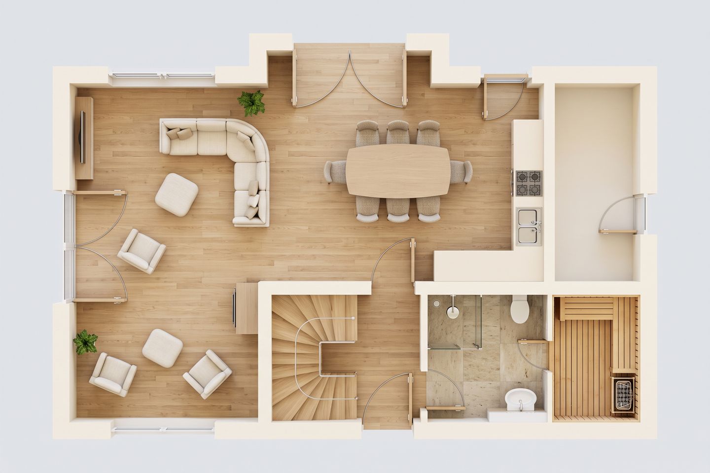  Ferienhaus Stettiner Haffblick mit Sauna, Kamin und Terrasse Zirchow Fischerdorf - Grundriss