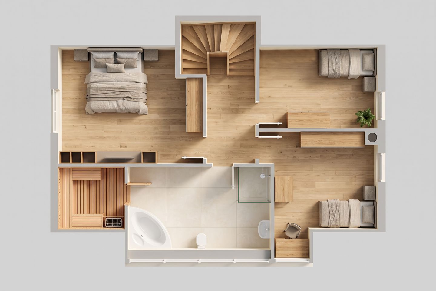  Ferienhaus Im Kiefernwäldchen mit Sauna, Kamin und Terrasse Zirchow Fischerdorf - Grundriss