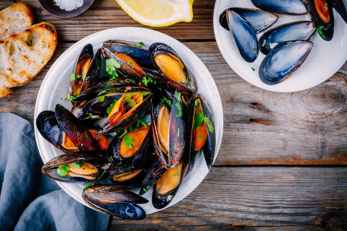Miesmuscheln im Weißweinsud - Amrumer Rezepte