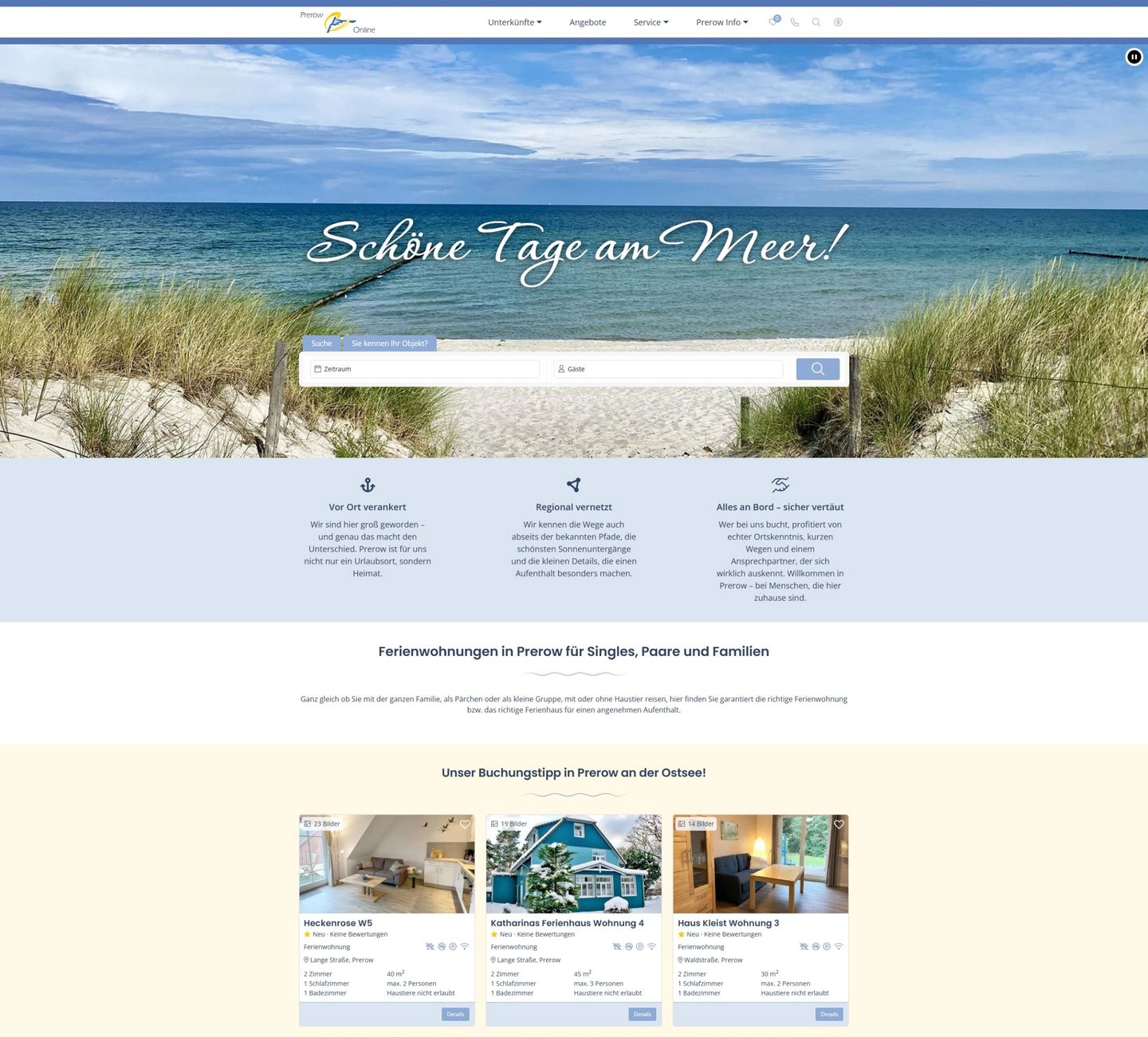 Screenshot der Webseite