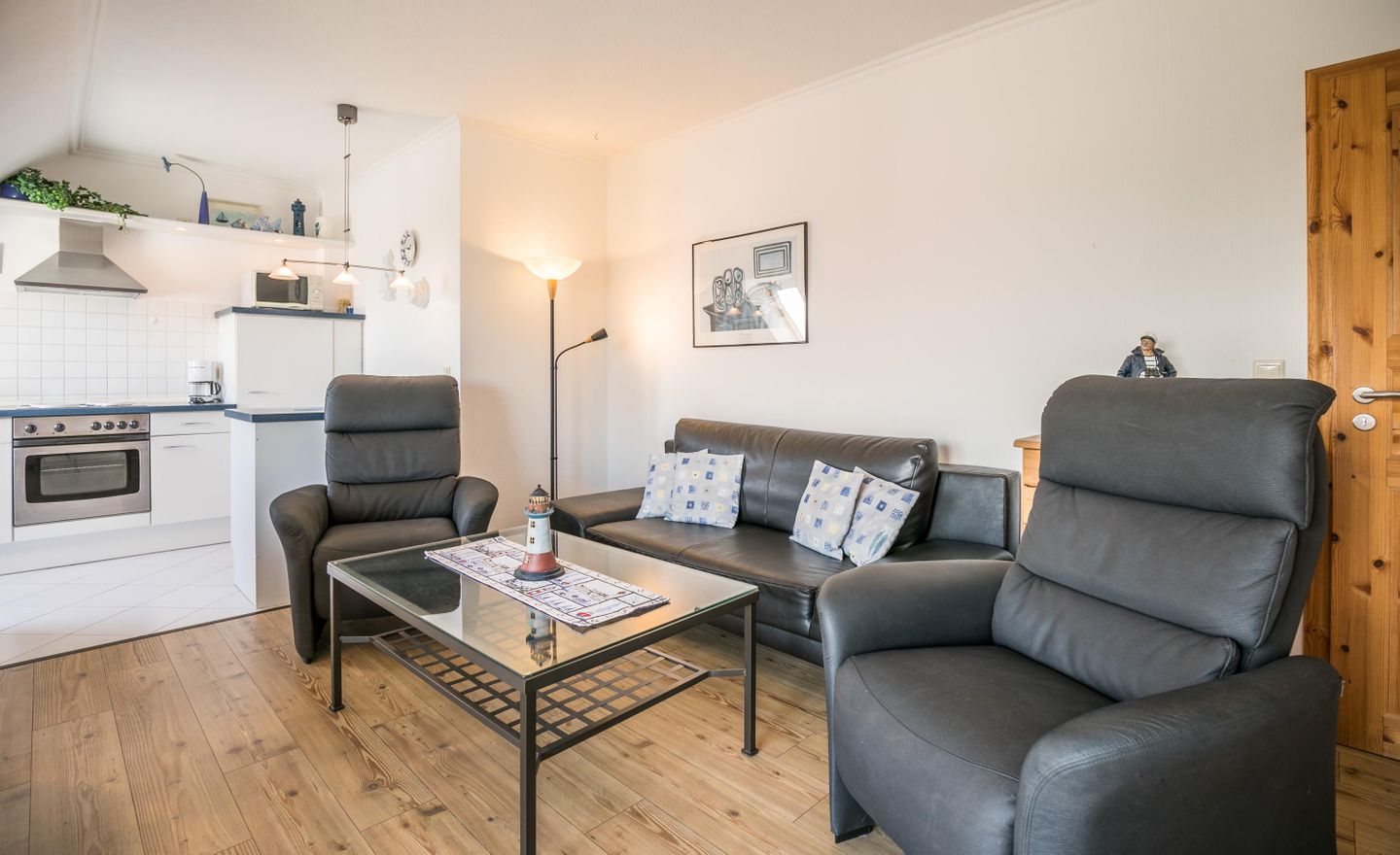 Ferienwohnung Nautik Wohnzimmer