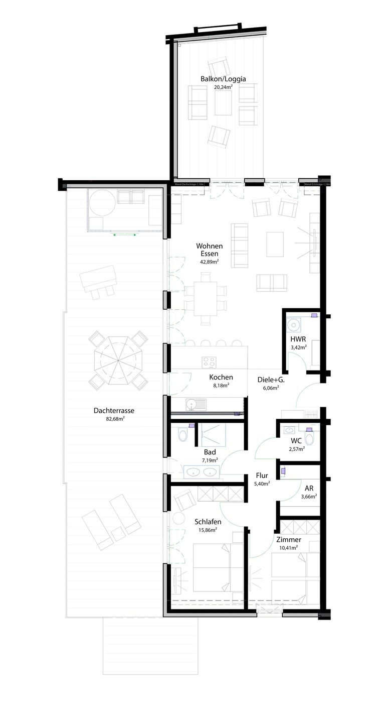 Grundriss der Penthouse Wohnung