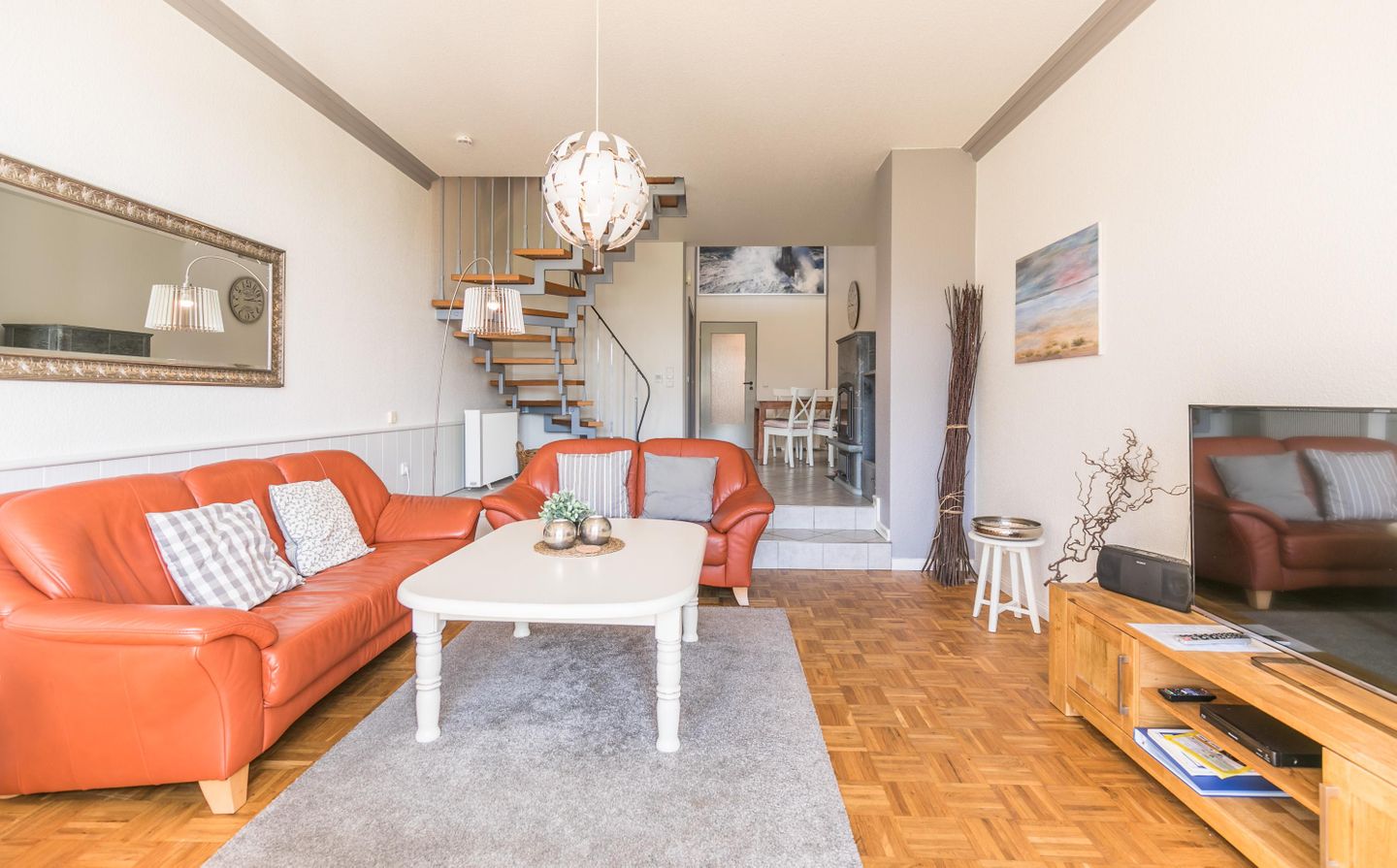Ferienhaus Stinthus Wohnzimmer