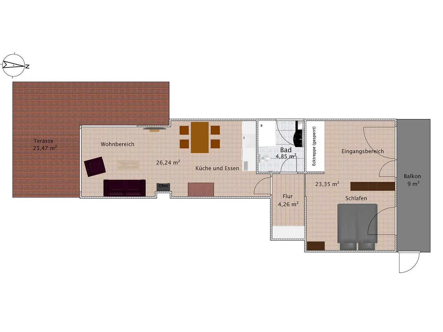 Haus Kap Hoorn Ferienwohnung Passat Wittdün auf Amrum - Grundriss der Ferienwohnung Passat im Haus Kap Hoorn in Wittdün auf Amrum
