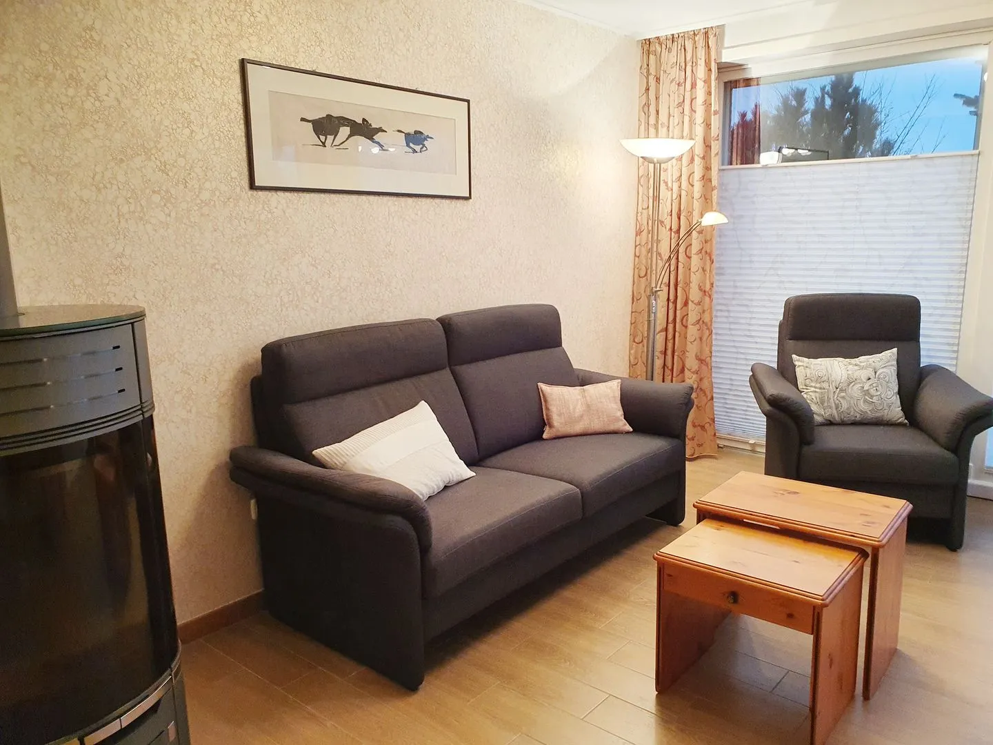 Haus Kap Hoorn Ferienwohnung Passat Wittdün auf Amrum - Wohnzimmer mit Sitzecke in der Ferienwohnung Passat im Haus Kap Hoorn in Wittdün auf Amrum