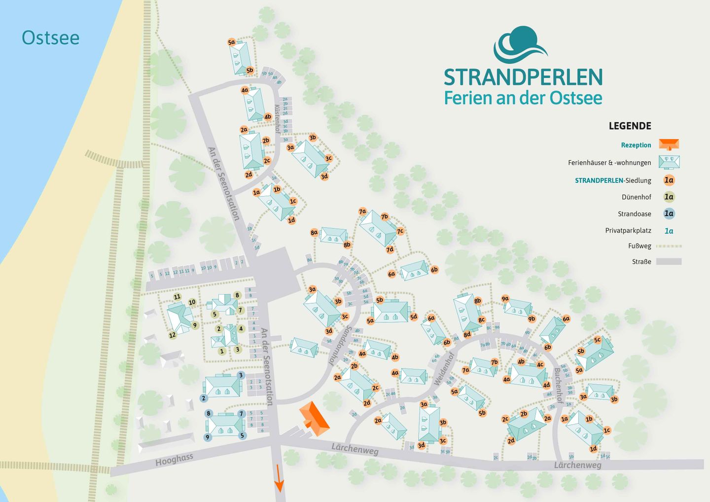 Lageplan der STRANDPERLEN-Siedlung im Ostseebad Wustrow