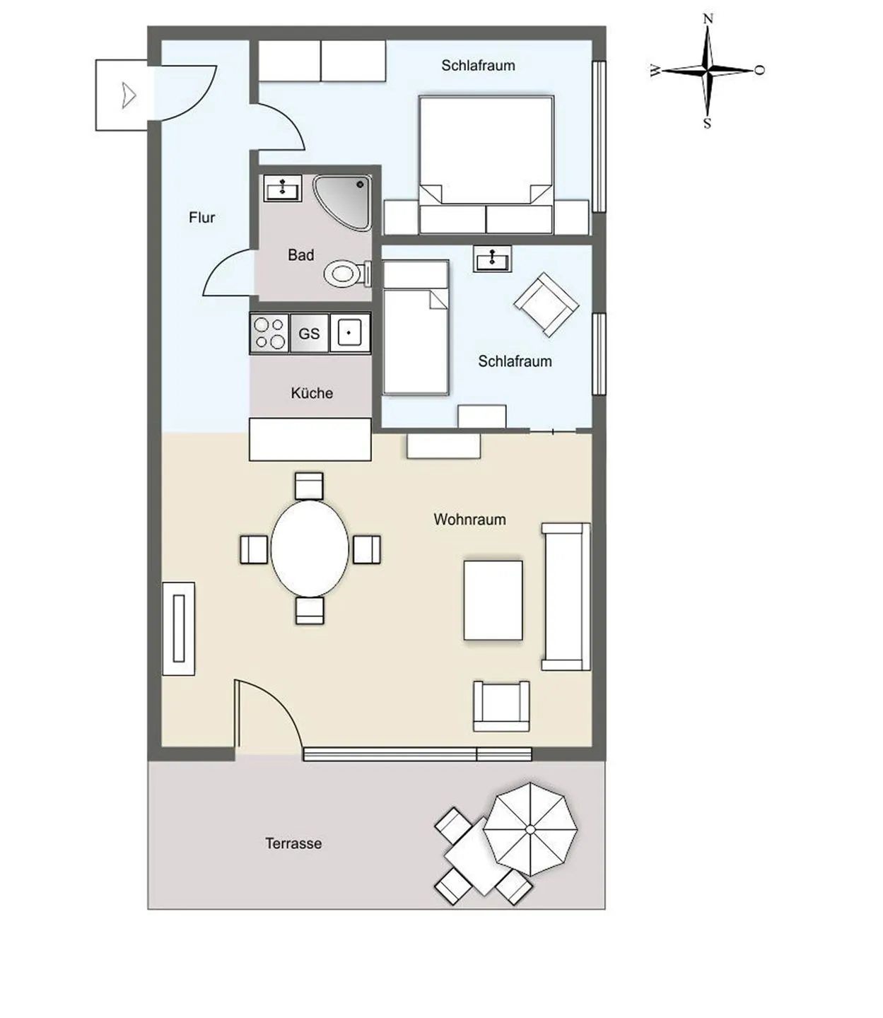 Ferienwohnung *Meeresleuchten* Wittdün auf Amrum - Grundriss der Ferienwohnung Meeresleuchten in Wittdün auf Amrum