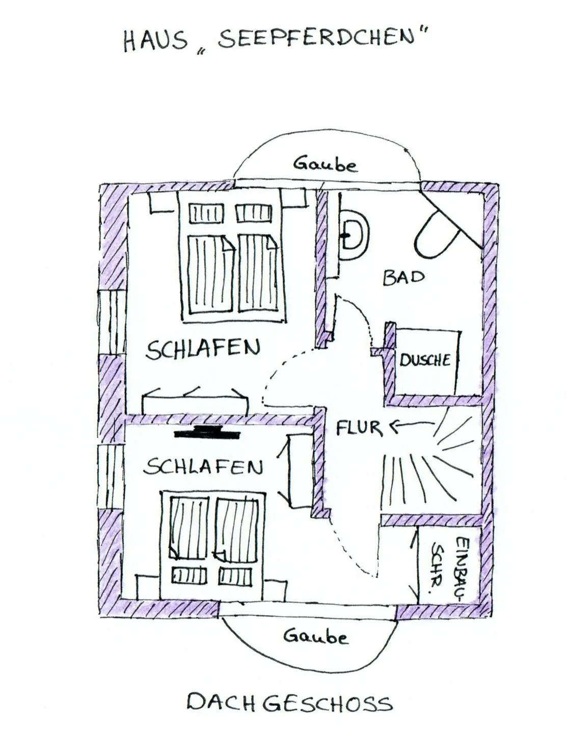 Heidehüs Friesenhaushälfte *Seepferdchen* Süddorf auf Amrum - Grundriss der Ferienwohnung Seepferdchen in Süddorf auf Amrum
