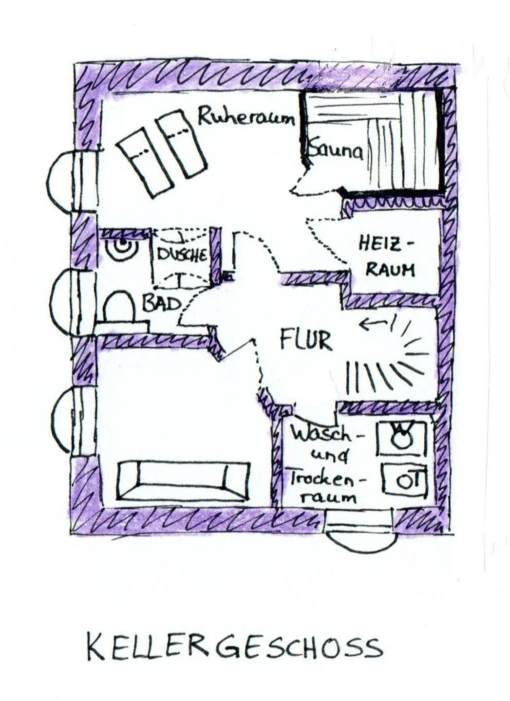 Heidehüs Friesenhaushälfte *Seepferdchen* Süddorf auf Amrum - Grundriss der Ferienwohnung Seepferdchen in Süddorf auf Amrum