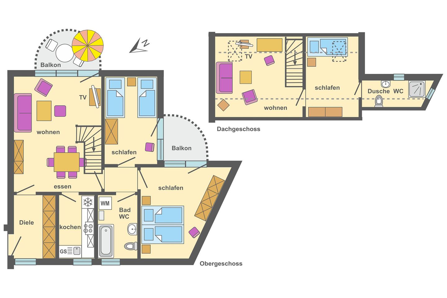 Ferienpark Freesenbruch Wohnung 4.6 - Boddenblick Ostseeheilbad Zingst - Grundriss