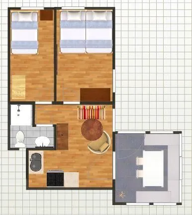 Hüs Sanskiin Ferienwohnung *Brombelbei* Süddorf auf Amrum - Grundriss der Ferienwohnun Brombelbei in Süddorf auf Amrum
