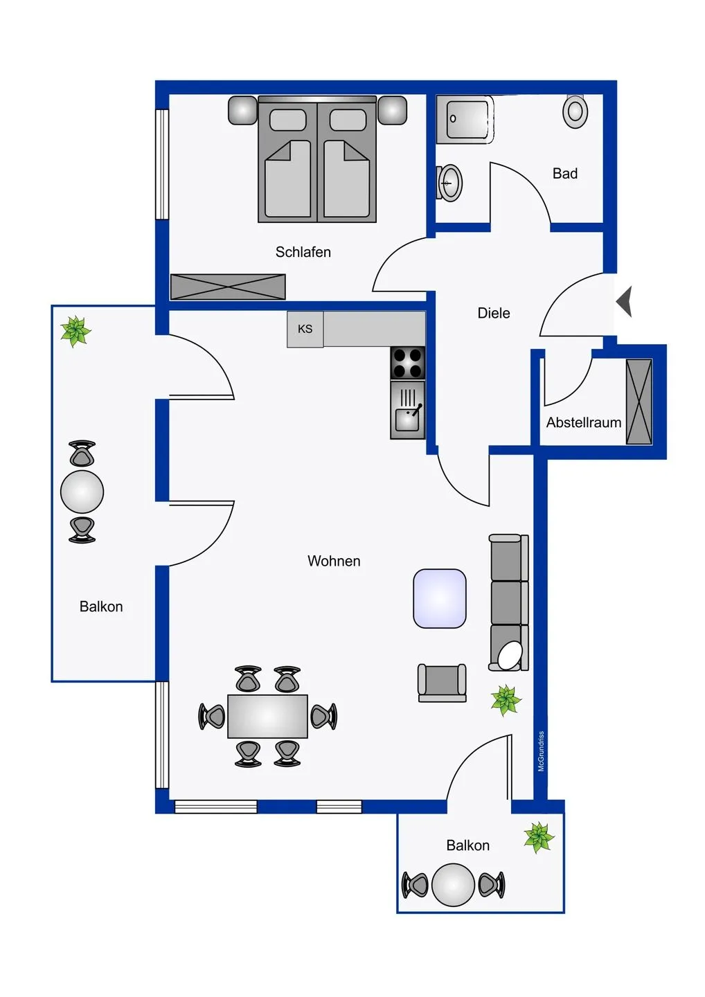 Hüs Martens - Wohnung 3 Wyk auf Föhr - Grundriss