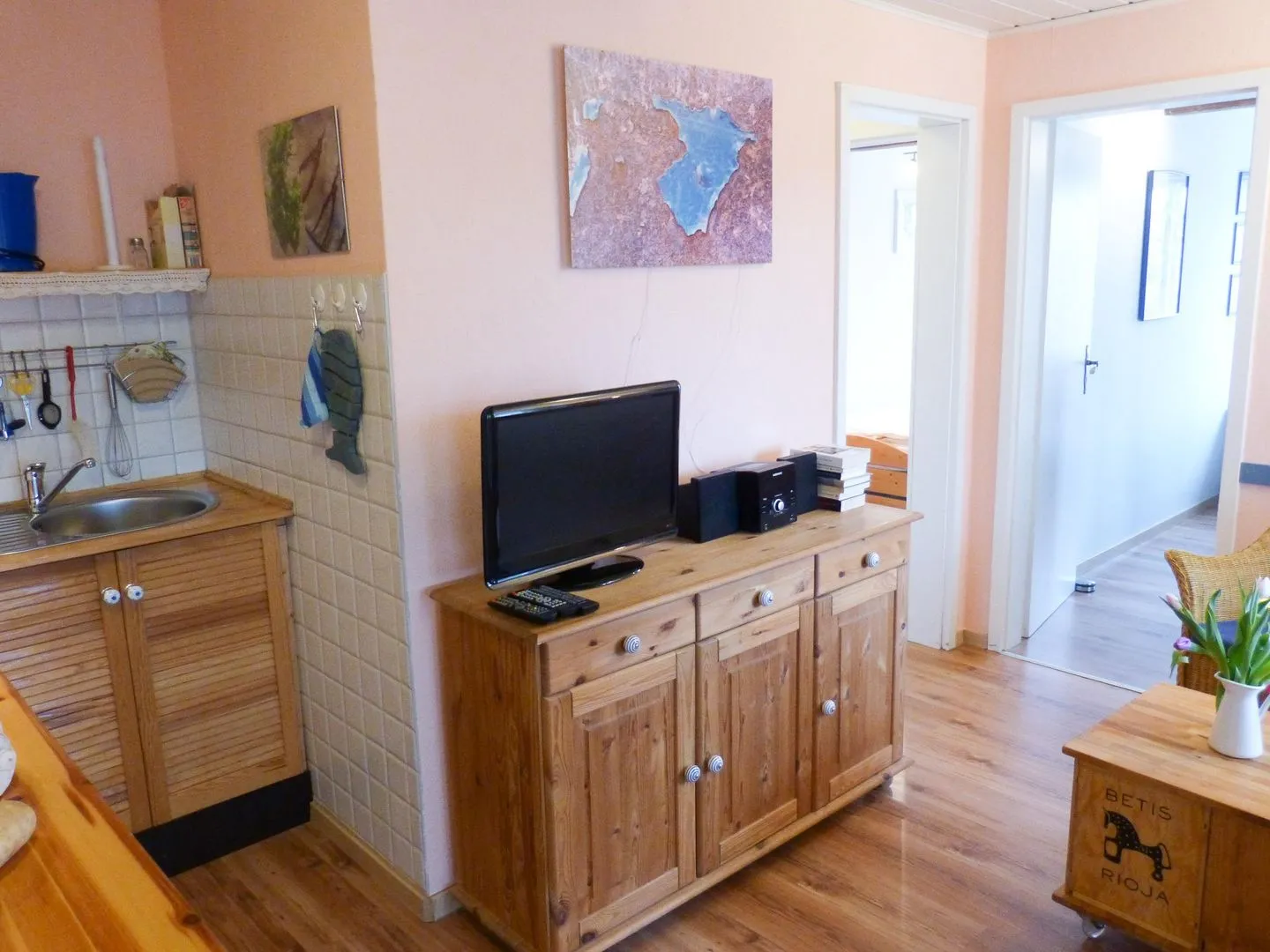Hüs Sanskiin Ferienwohnung *Brombelbei* Süddorf auf Amrum - Wohnzimmer in der Ferienwohnun Brombelbei in Süddorf auf Amrum