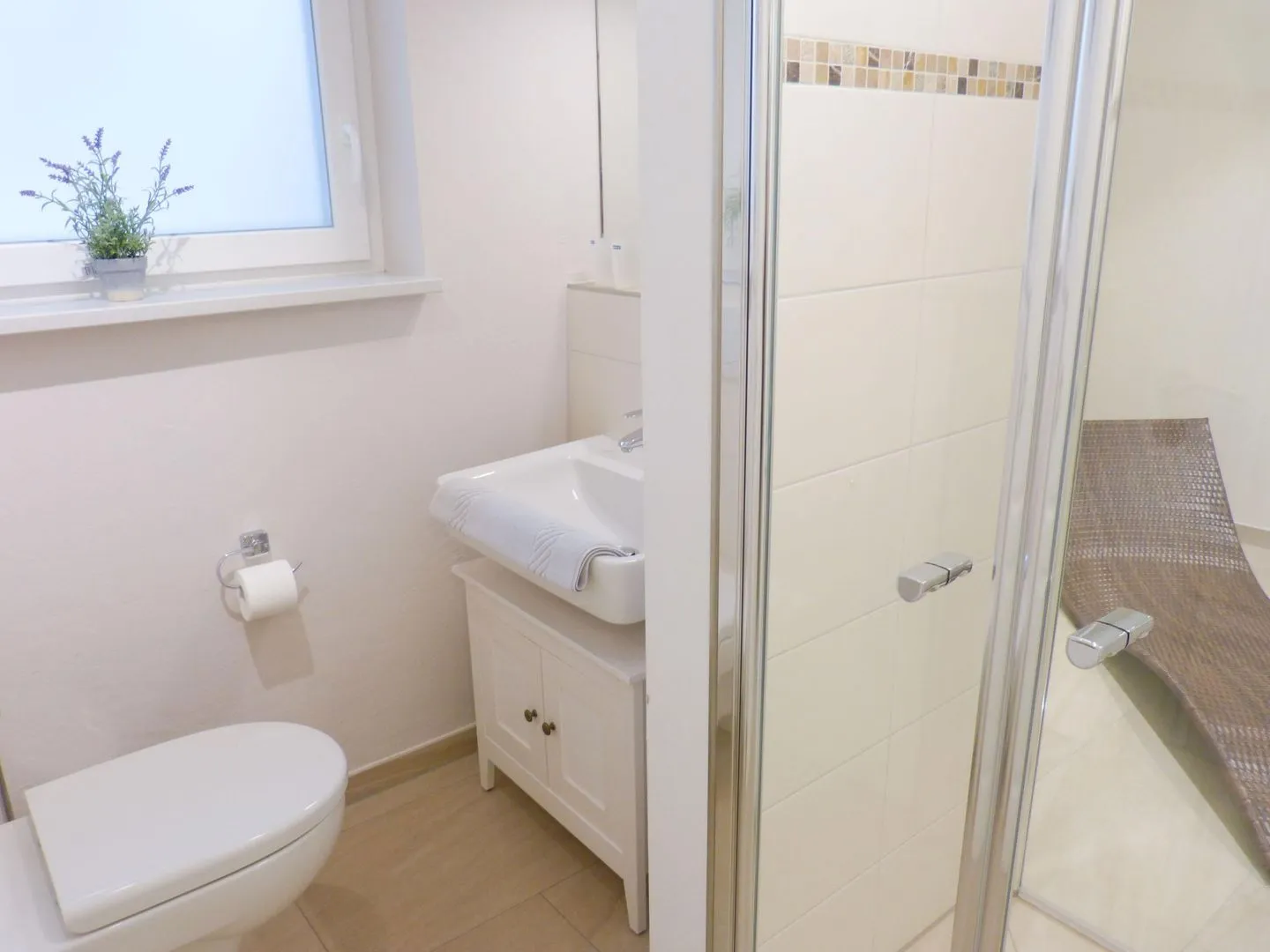 Heidehüs Friesenhaushälfte *Seepferdchen* Süddorf auf Amrum - WC im Saunabereich der Ferienwohnung Seepferdchen in Süddorf auf Amrum