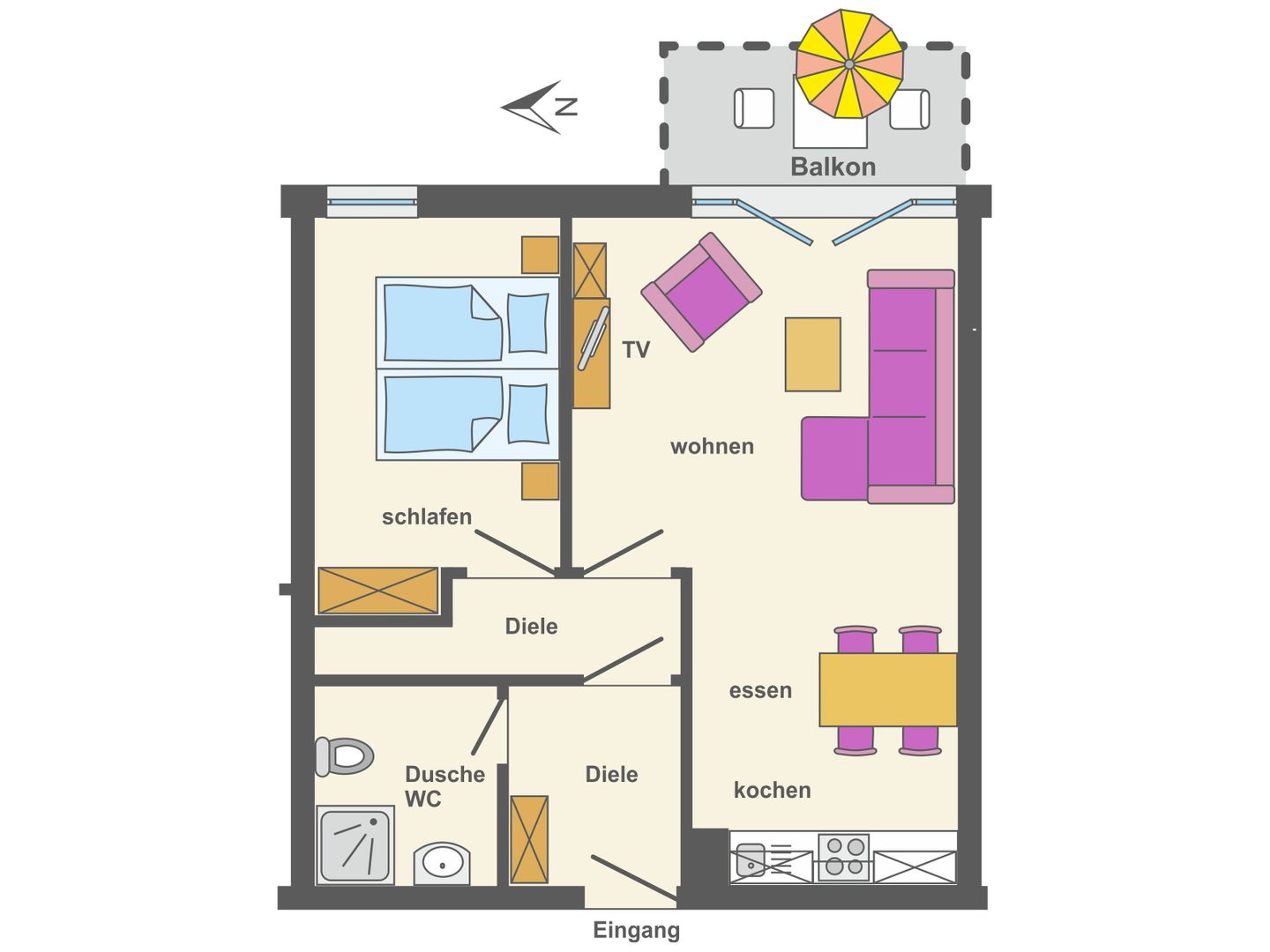 Residenz am Strand Wohnung 2-28  - Grundriss