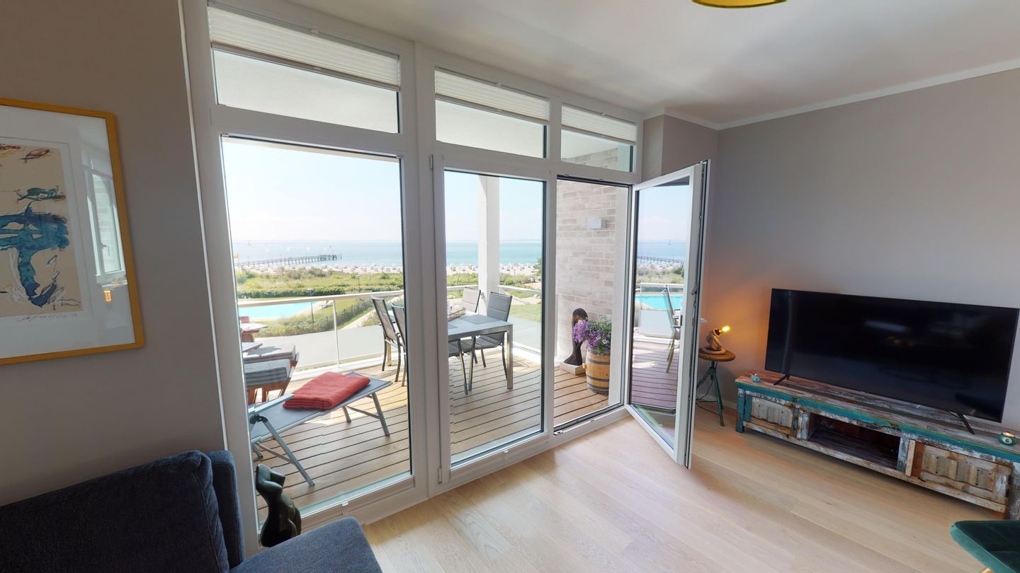 Strandlage-Ferienwohnung mit Sauna und Meerblick