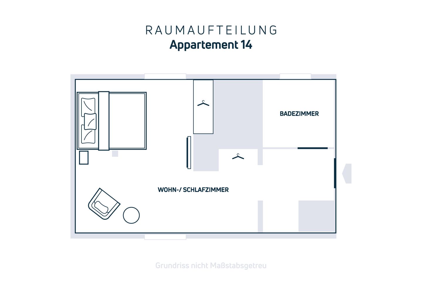  Kostengünstige & charmante Ferienunterkunft ohne Küche und in Strandnähe - inkl. Fahrradunterstellplatz Haffkrug - Scharbeutz - Ansicht Raumaufteilung