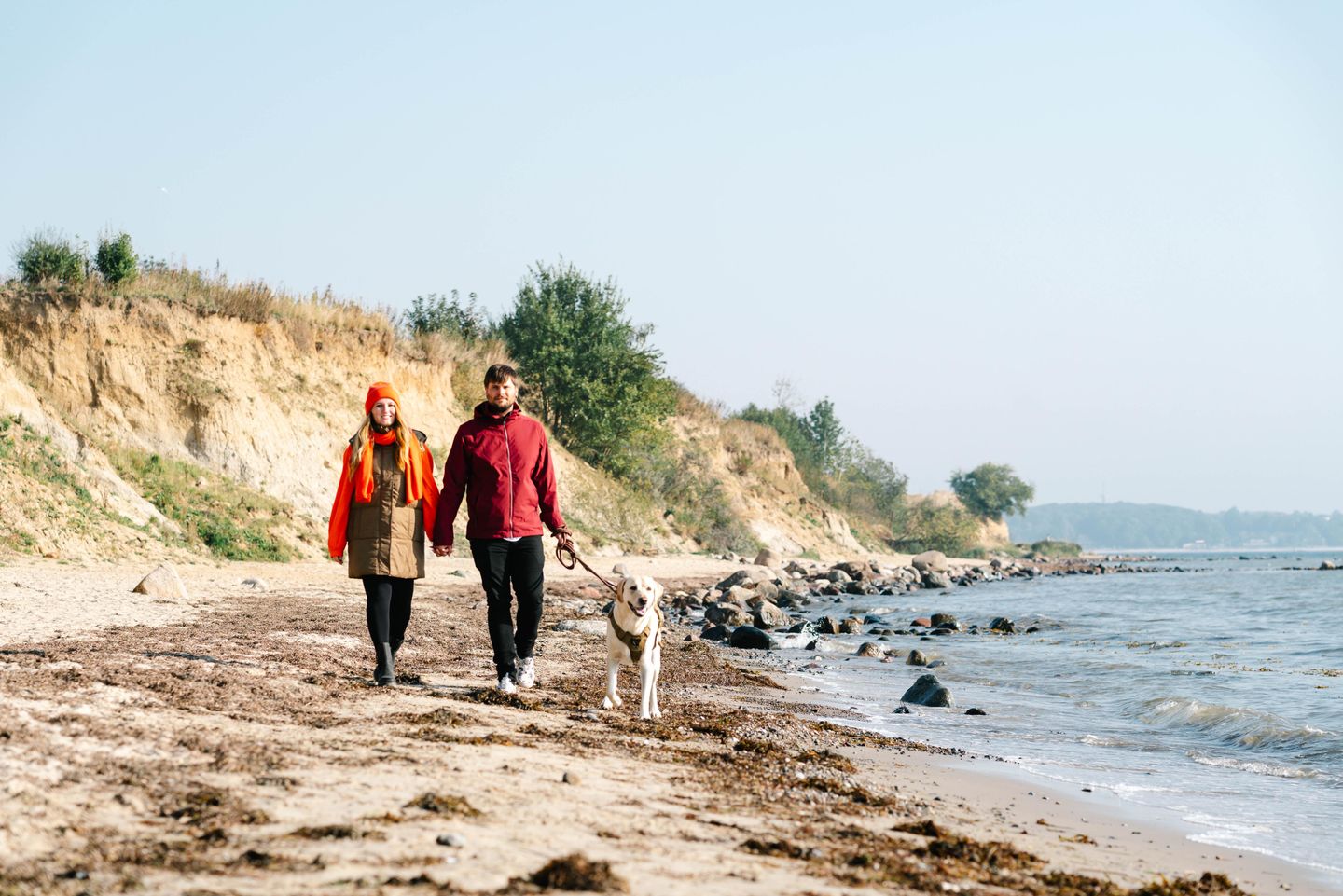 Paar Hund Herbst Strand